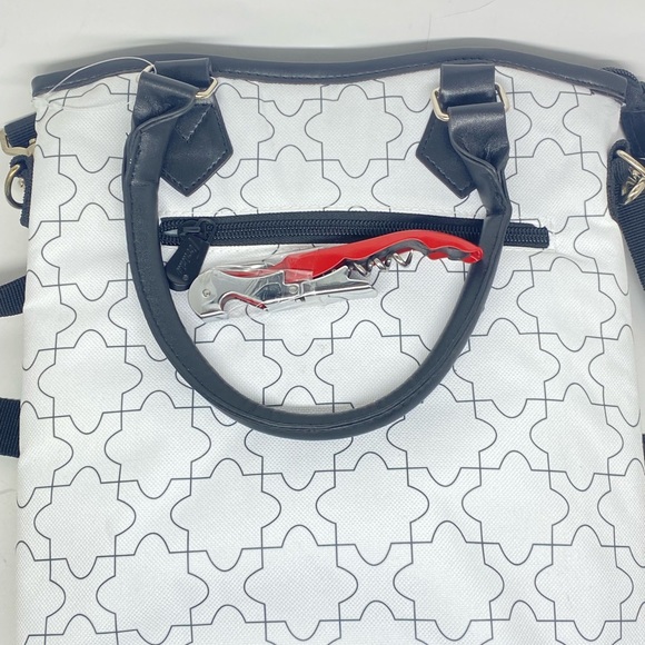 TIRRININ INSULATED WINE BAG / LUNCH BAG COOLER WITH FRONT POCKET & CORKSCREW - Picture 14 of 15